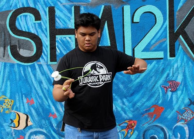 Sophomore Cedric Eusantos performs one of his many yo-yo tricks. Photo by Jake Dobbs.