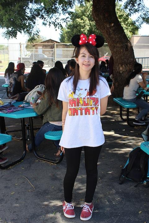 Freshman Viviana Rodriguez dresses for Disney Day during Spirit Weed at Daniel Pearl.