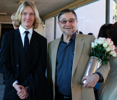 After the 2012 Daniel Pearl World Music Day event, Trast greeted Judea Pearl, father of journalist Daniel Pearl. File photo by Dion Mazor