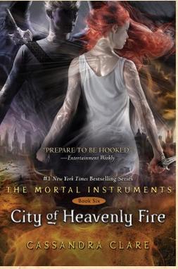 The cover art for the newest book in the "Mortal Instruments" series, "City of Heavenly Fire." Art from the author's website.