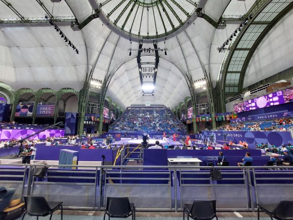 Interior of the Grand Palais, decorated for the Paris 2024 Olympic Games. The 2024 Summer Olympics were held in Paris from July 26 to Aug. 11 and had athletes from all over the world peacefully competing in a number of games. 