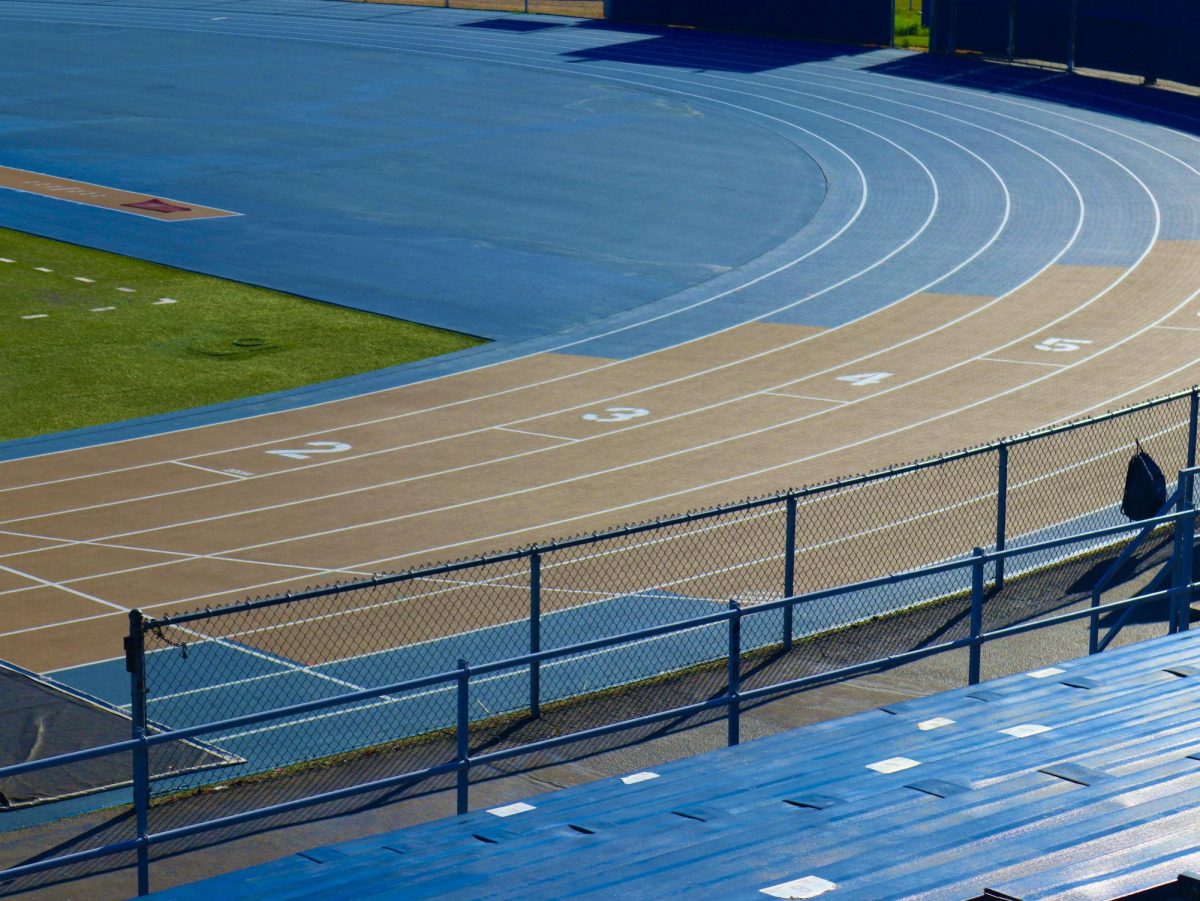 Birmingham Community Charter High School shows off the new track on Sept. 25. The renovated track is complete with the school's colors and a smoother platform. 