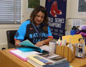 Glenda Hurtado substitutes history teacher Brenda Helfing's AP African American Studies class during period 6 on Oct. 10. Today was Hurtado's last day at DPMHS and will now begin teaching  at Gaspar de Portola Middle School. 