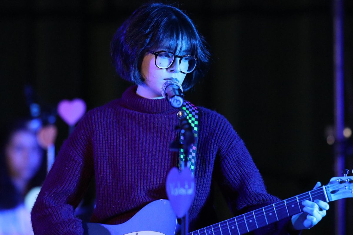 Senior Genesis Cuellar-Figueroa sings "No One Noticed" by The Marías during rehearsals held in the MPR on Feb. 12. Students and teachers were invited to watch a preview of the Valentine's Day concert during periods three and four.   