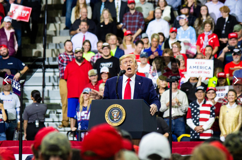 Former President Donald Trump campaigns at Target Center in Minneapolis, Minnesota, on Oct. 10, 2019. After later losing the 2020 election, he was reelected this year, making him the second president (after former President Grover Cleveland) to win two nonconsecutive terms. 