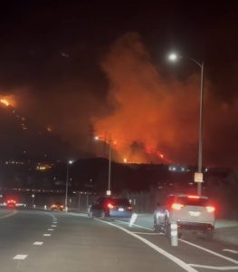 The Hurst Fire burns a Sylmar mountain range on Jan 7. The fire broke-out near Diamond Road, swallowing more than 500 acres so far.