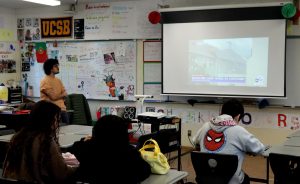 Math teacher Goncalo Fino de Sousa projects a news video in his period 1 Geometry class about the fires in Los Angeles on Jan. 8. Since the fires started on Jan. 7., many houses had been destroyed and evacuation warnings were issued to people in proximity of the fires. 