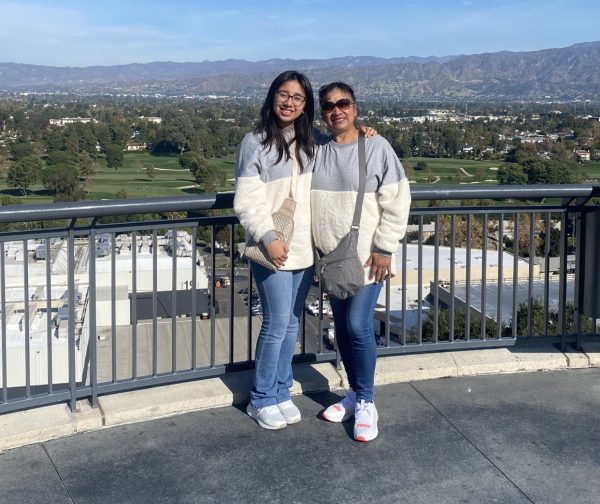 Junior Jenny Marquez and her mother Maria Interiano pose together for a photo at Universal Studios Hollywood on December 4, 2023. Coming from Guatemalan immigrant parents, Marquez values the importance of advocating and supporting immigrants. 